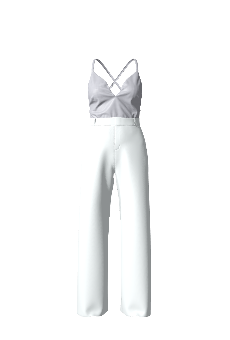 Pantalon en satin blanc Pascaline conçu sur-mesure avec une coupe confortable et fluide, collection Unique