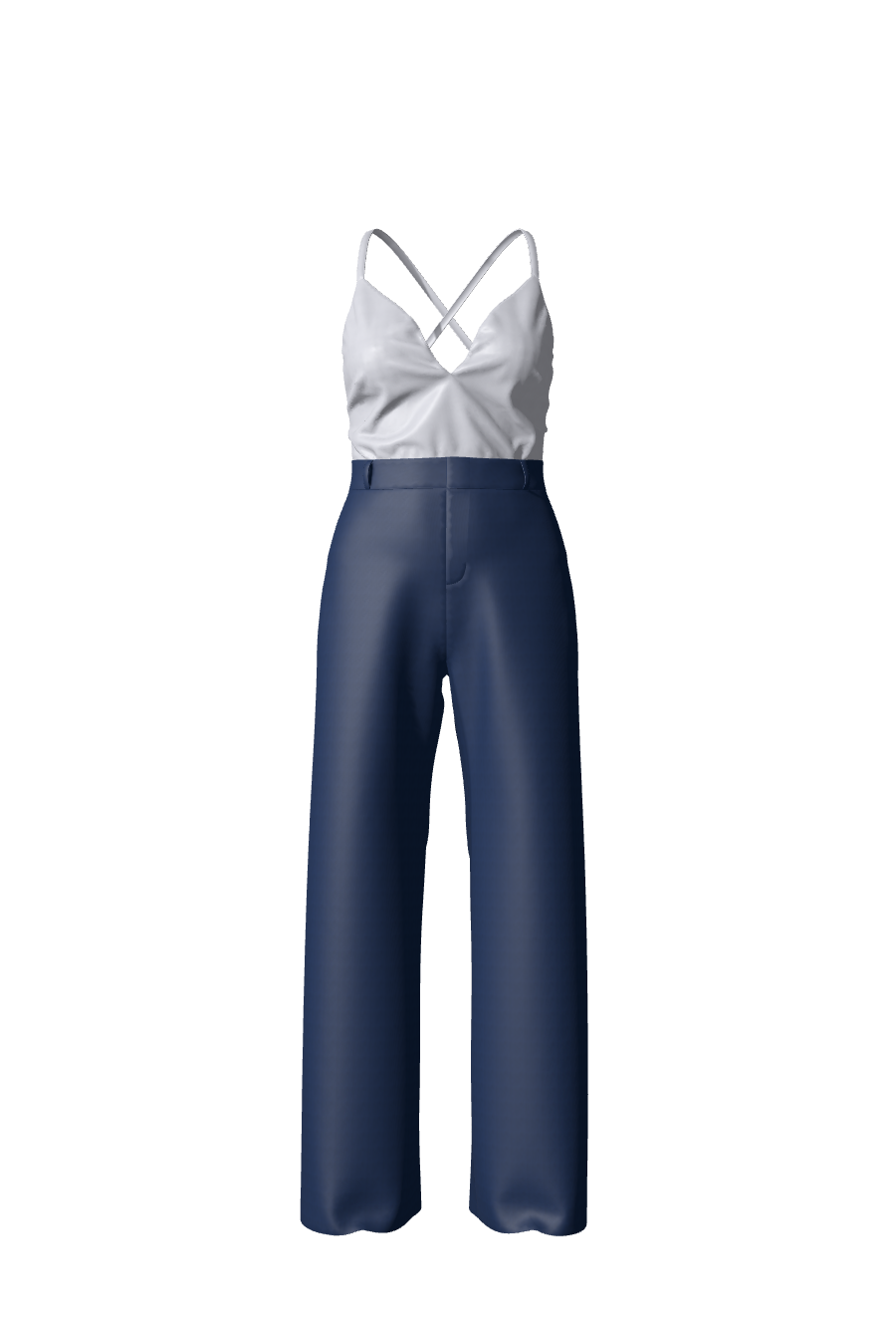 Élégant pantalon Pascaline en satin bleu nuit, fluide et ample