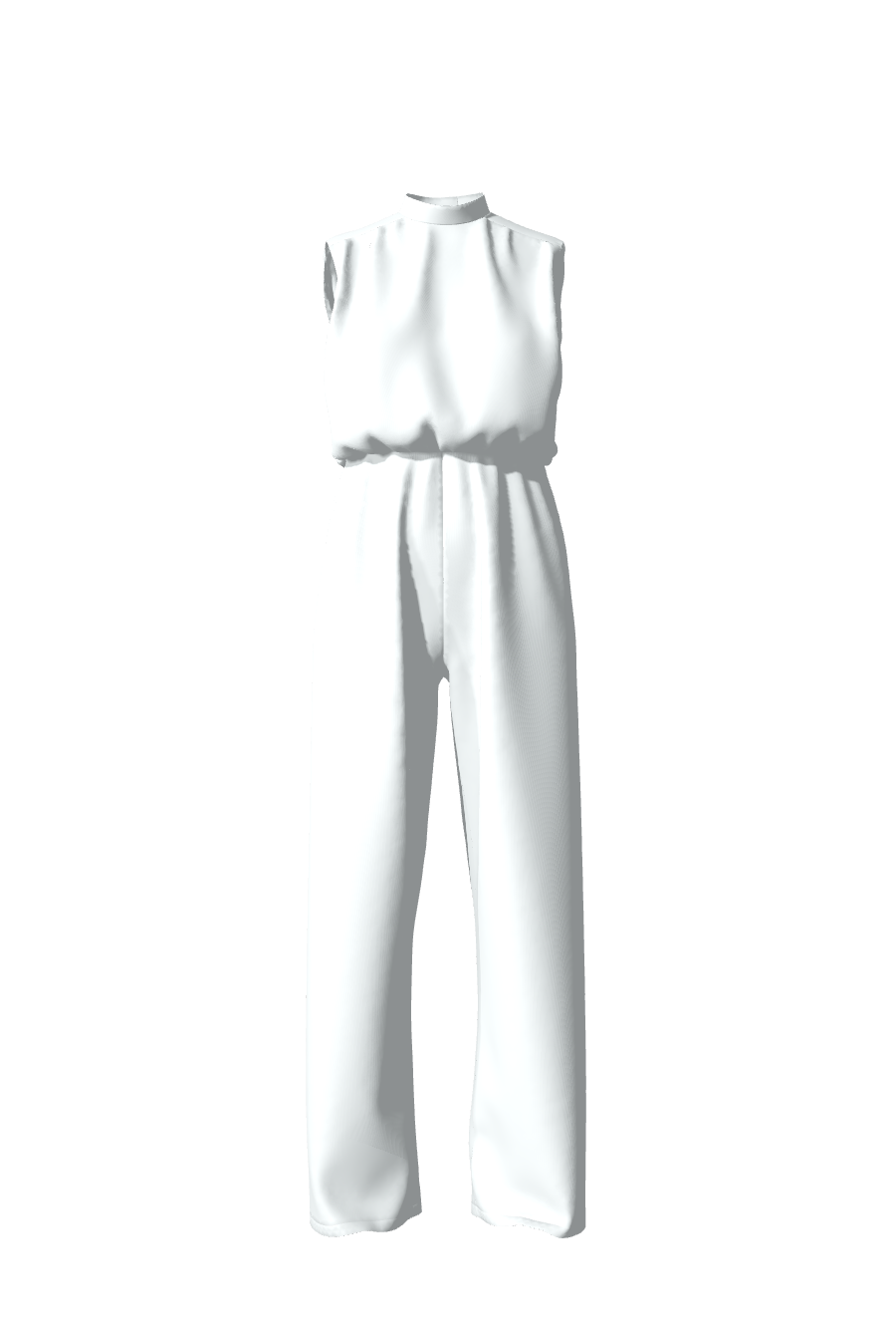 Élégante combinaison longue pour femme conçue sans manches en satin blanc, idéale pour cérémonie, mariage, gala ou soirée, collection Robertha