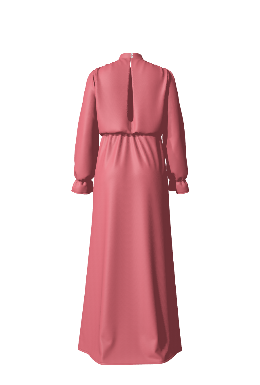 Robe longue à manches longues en satin rose framboise, collection Robertha