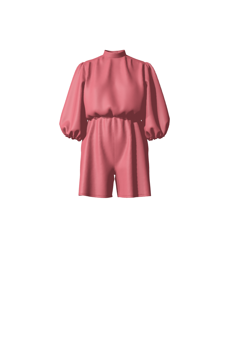 Combishort de soirée, demoiselle d'honneur ou invitée mariage, en satin rose framboise avec ceinture élastiquée et des manches mi-longues, collection de vêtements sur-mesure pour femmes Robertha