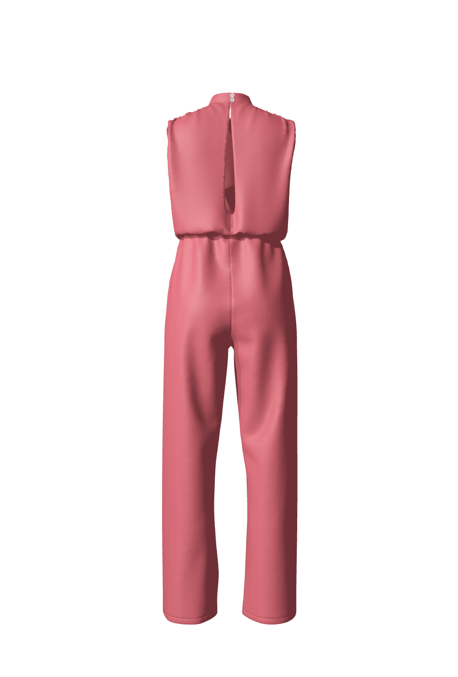 Combinaison longue sans manches avec pantalon fluide et ceinture élastiquée en satin rose framboise de la collection Robertha