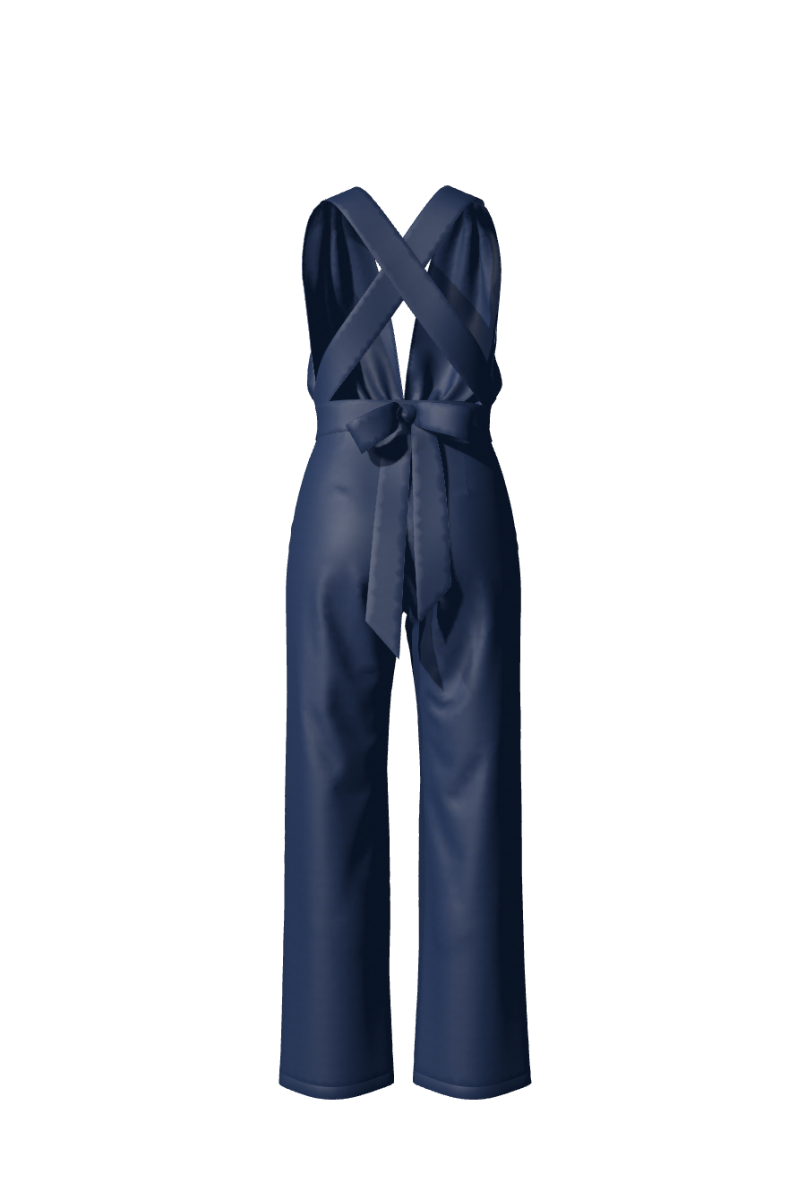 Combinaison longue sans manches pour femme en satin bleu nuit