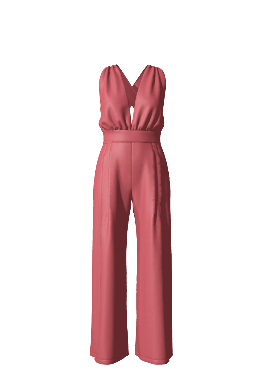 Combinaison en satin rose framboise avec pantalon ample
