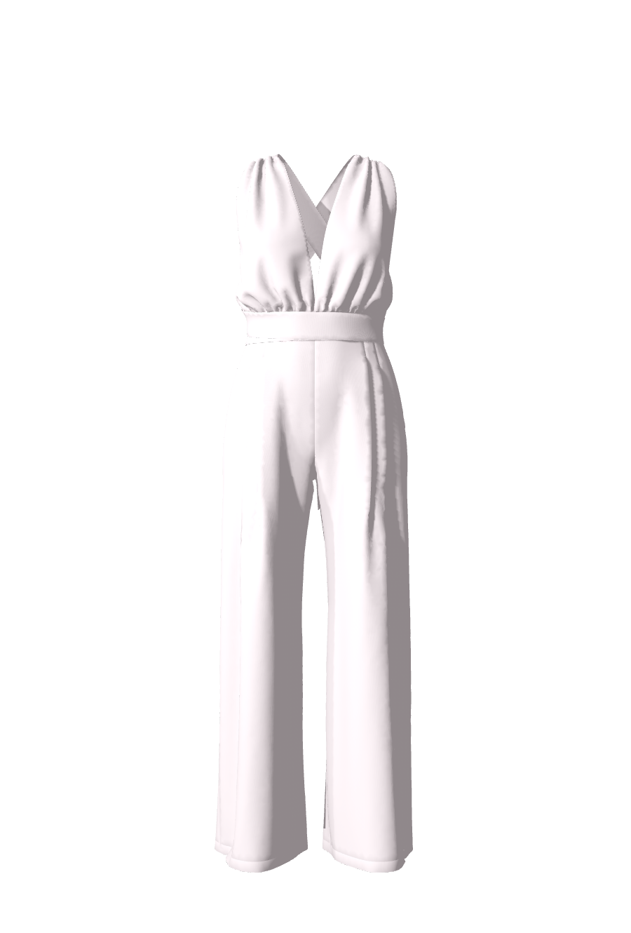 Combinaison en satin rose pâle avec pantalon ample et sans manches de la collection de vêtements sur-mesure Roxane