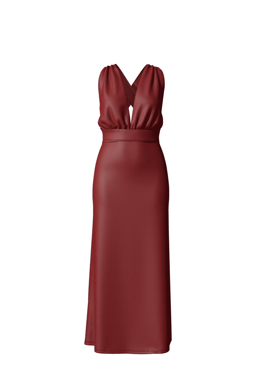 Robe de soirée & invitée mariage longue en satin rouge de la collection de vêtements sur-mesure Roxane