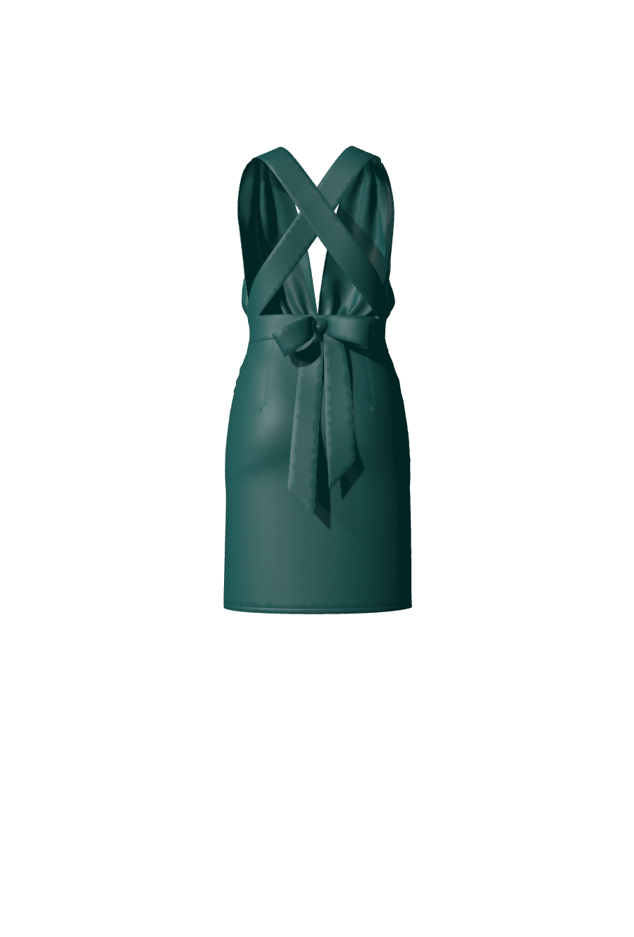 Robe courte en satin vert dos croisé conçue sur-mesure pour gala, soirée, mariage & cérémonies