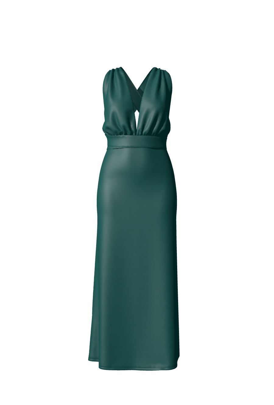 Robe de soirée & demoiselle d'honneur longue en satin vert sur-mesure
