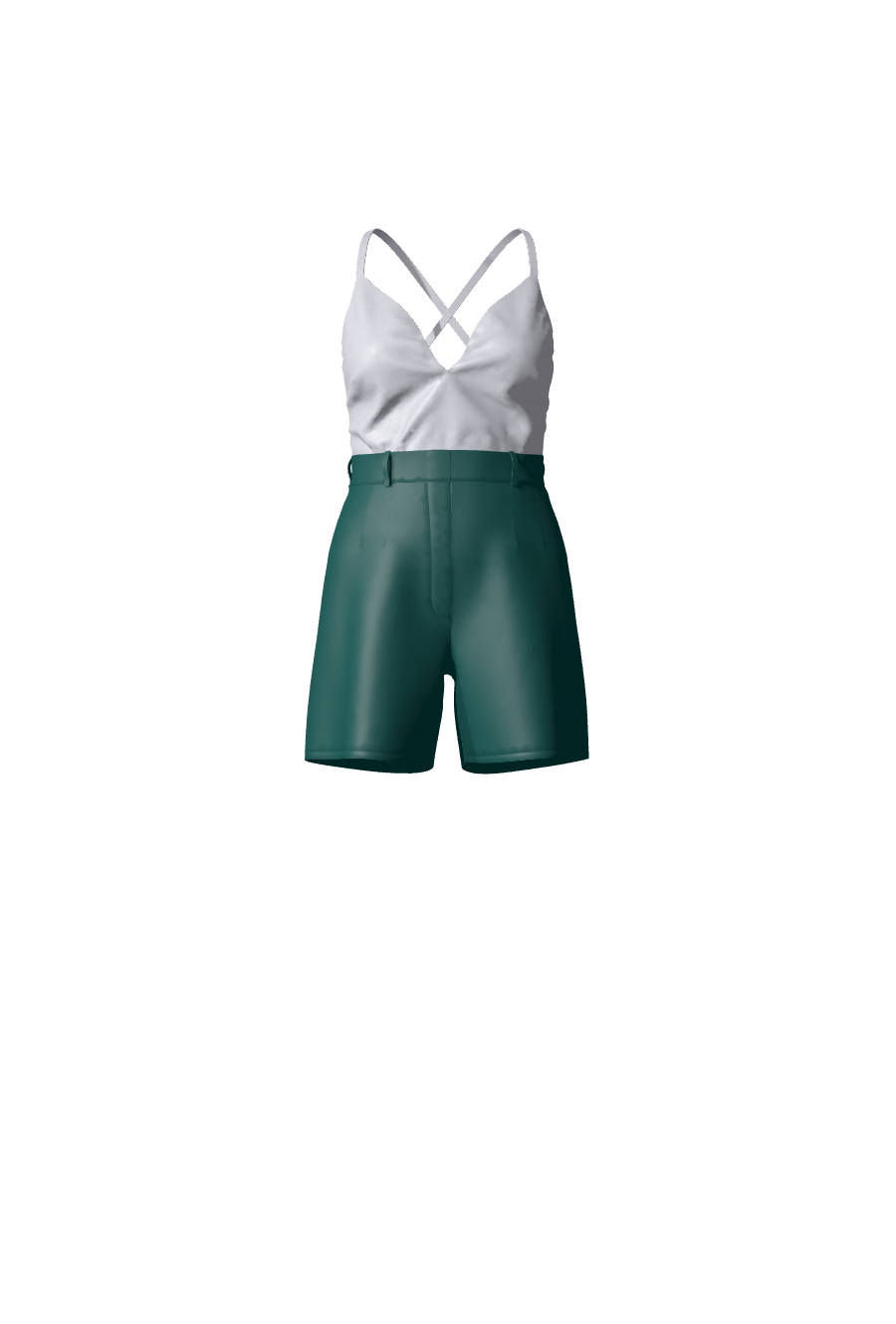 Élégant short sur-mesure en satin vert Sindy, collection Unique