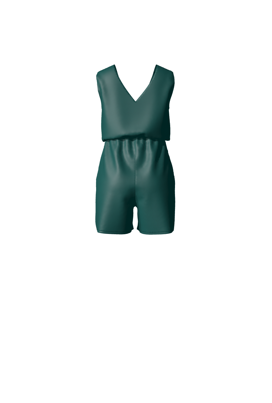 Combishort sans manches en satin vert avec ceinture élastiquée