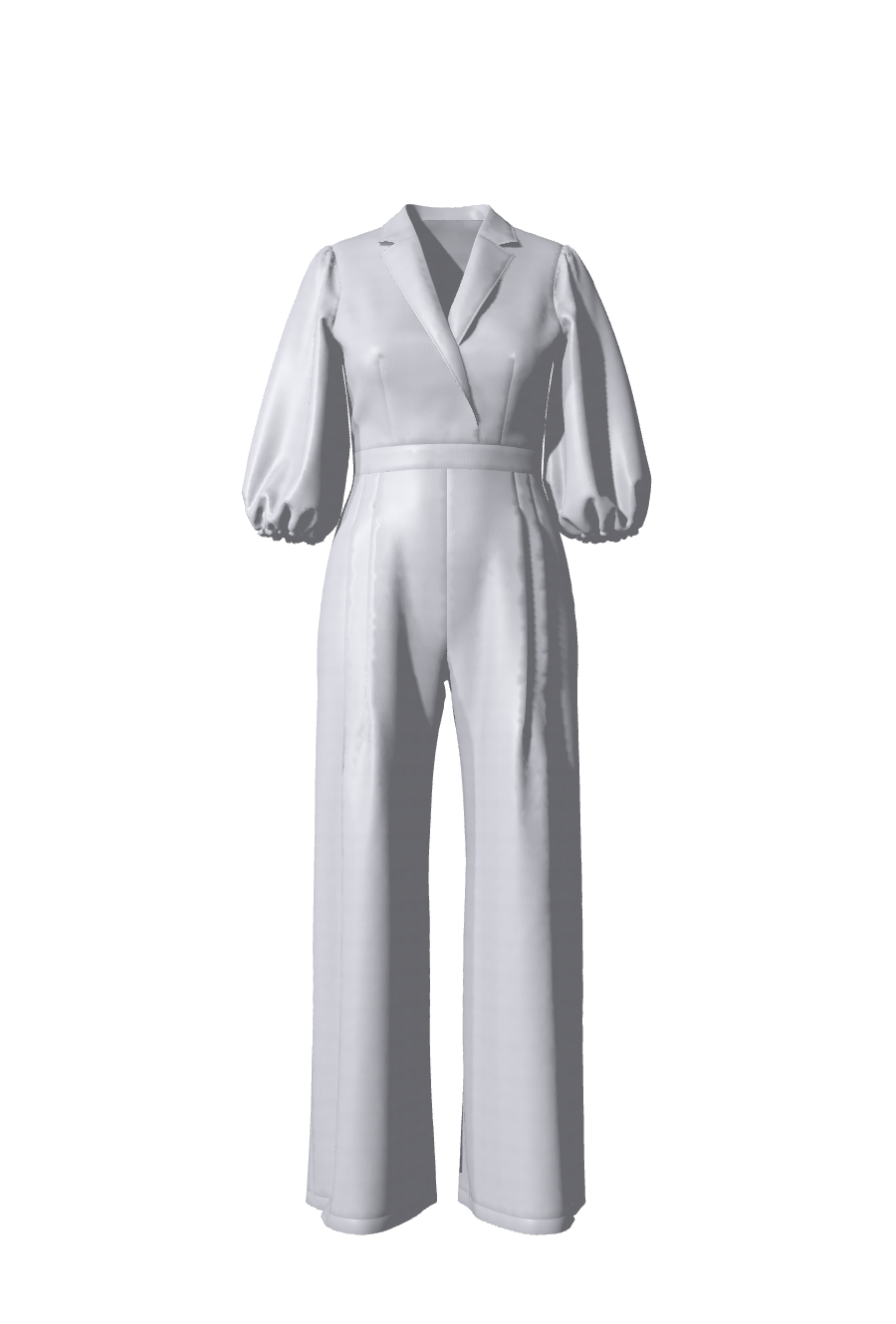 Combinaison manches mi-longues en satin argenté idéale en tenue de gala, tenue de soirée, demoiselle d'honneur ou invitée de mariage