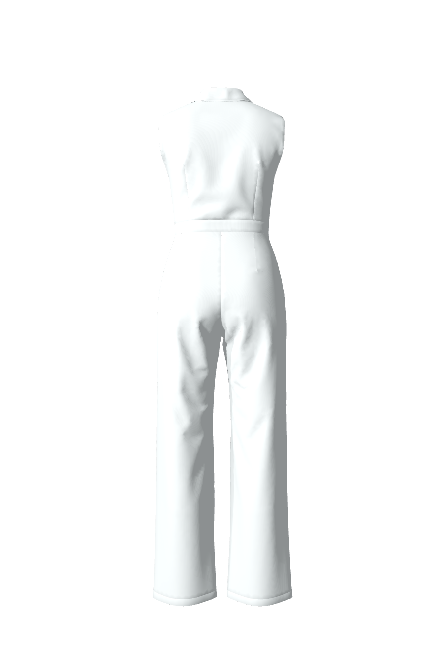 Combinaison longue sans manches avec pantalon ample conçue sur-mesure en satin blanc