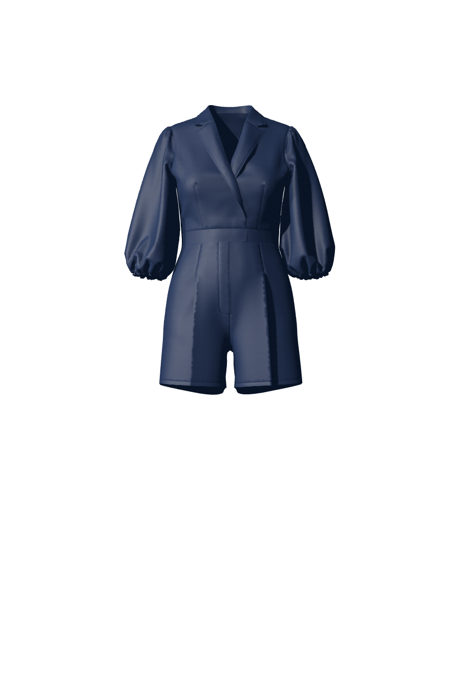 Combishort avec des manches mi-longues couleur bleu nuit en satin