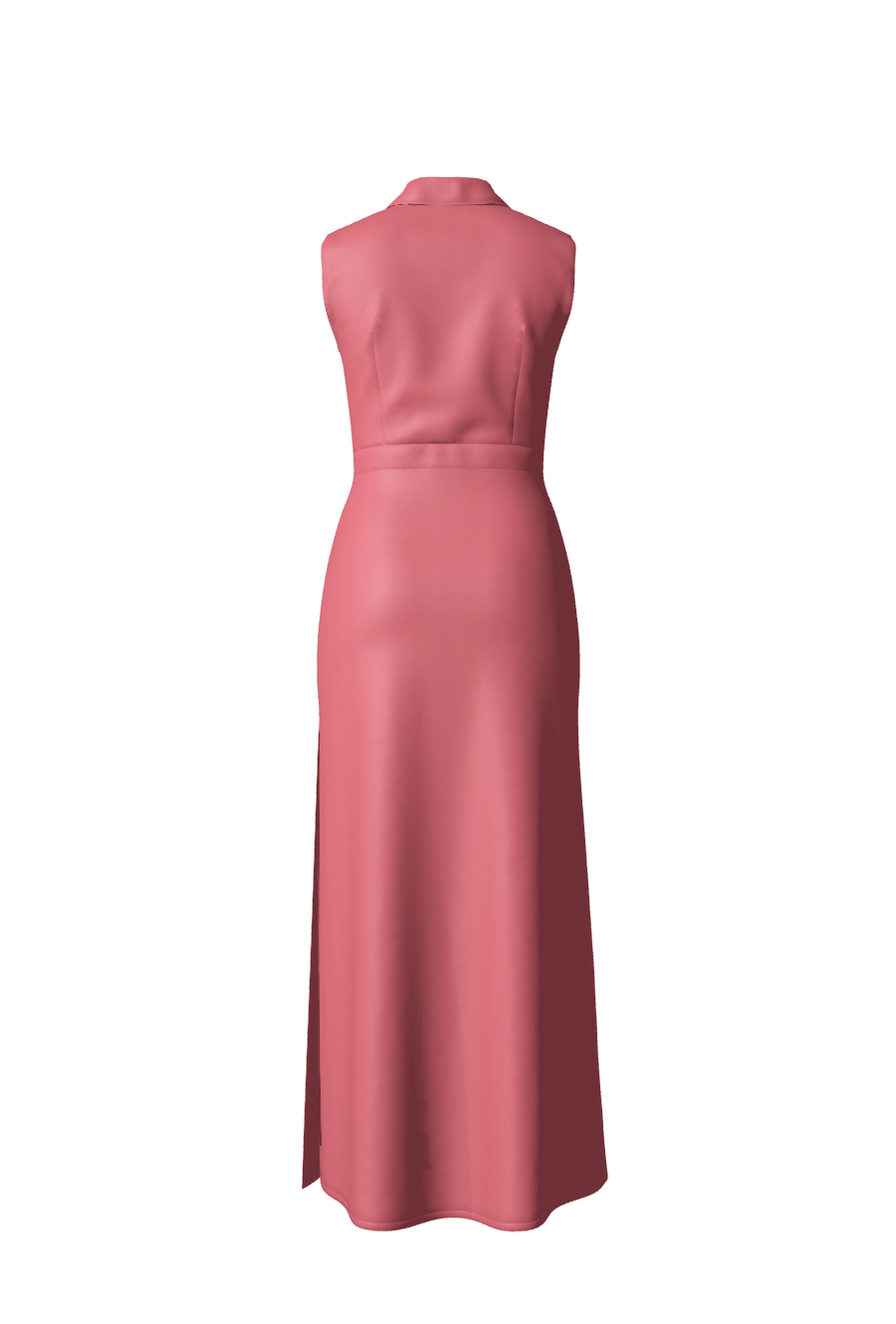 Robe longue couleur rose framboise sans manches en satin soyeux et fluide