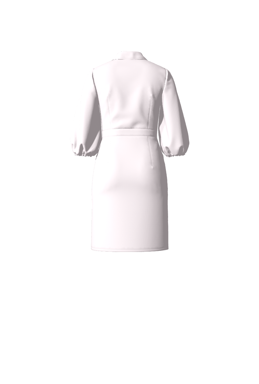 Robe courte manches mi-longues en satin rose pâle vue de dos