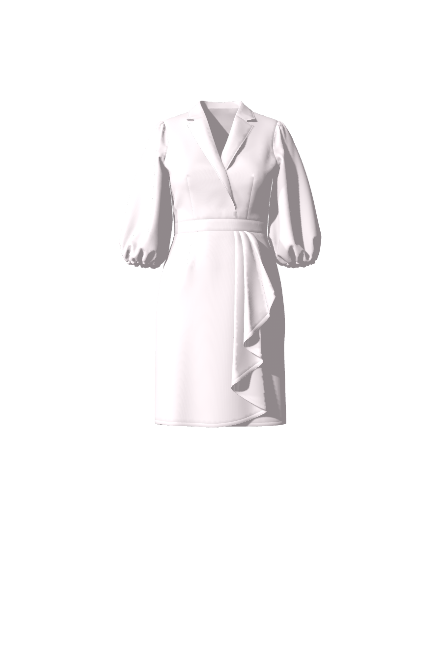 Robe courte manches mi-longues en satin rose pâle avec effet drapé idéale pour robe de soirée, robe de gala ou robe demoiselle d'honneur