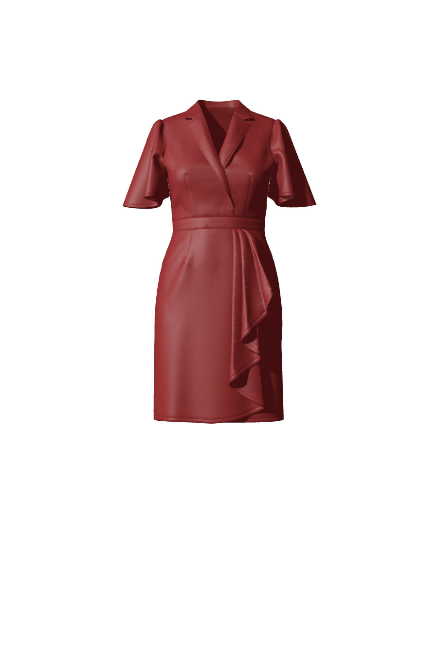 Robe de soirée et d'invitée mariage courte en satin rouge avec un effet drapé à l'avant