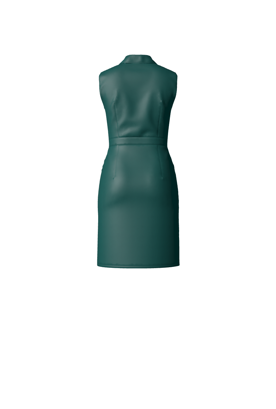 Robe courte et drapée en satin vert sans manches conçue sur-mesure