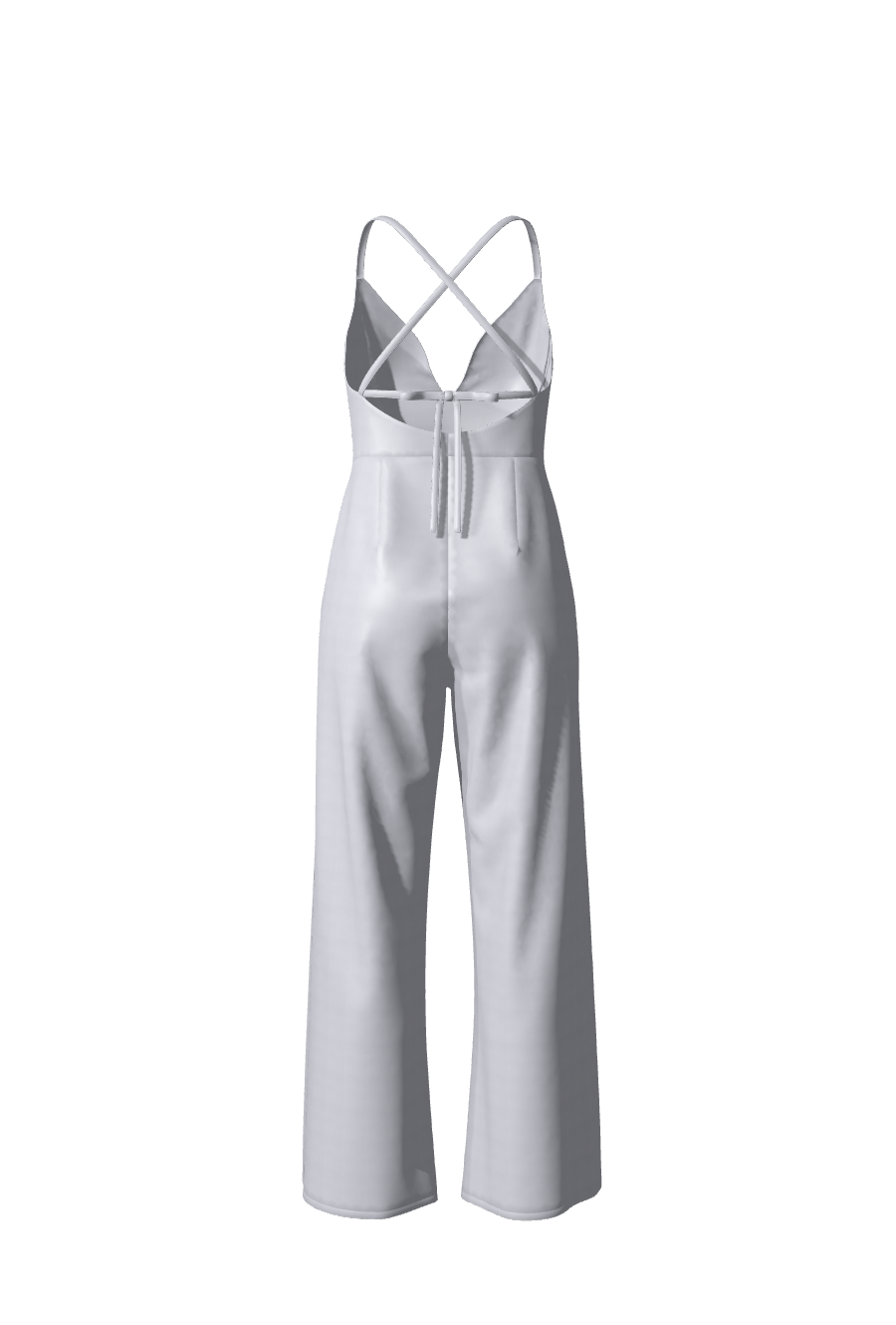 Combinaison longue pour femme avec pantalon ample et bretelles fines conçue en satin argenté, collection sur-mesure Tina