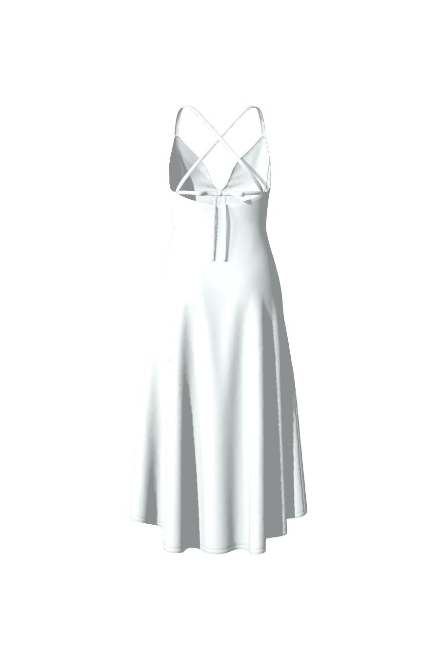 Robe longue et asymétrique en satin blanc avec des bretelles fines de la collection Tina