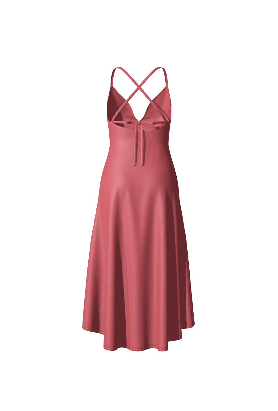 Robe de soirée ou invitée mariage longue et fluide en satin rose framboise avec bretelles fines réglables et bas asymétrique de la collection Tina