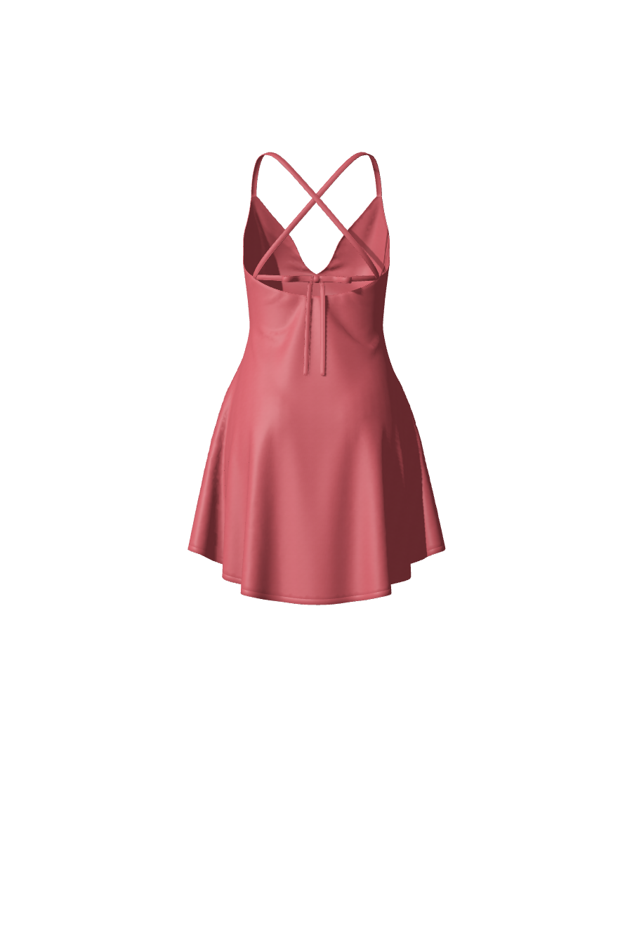 Robe courte et fluide en satin rose framboise avec des bretelles fines réglables dans le dos de la collection Tina