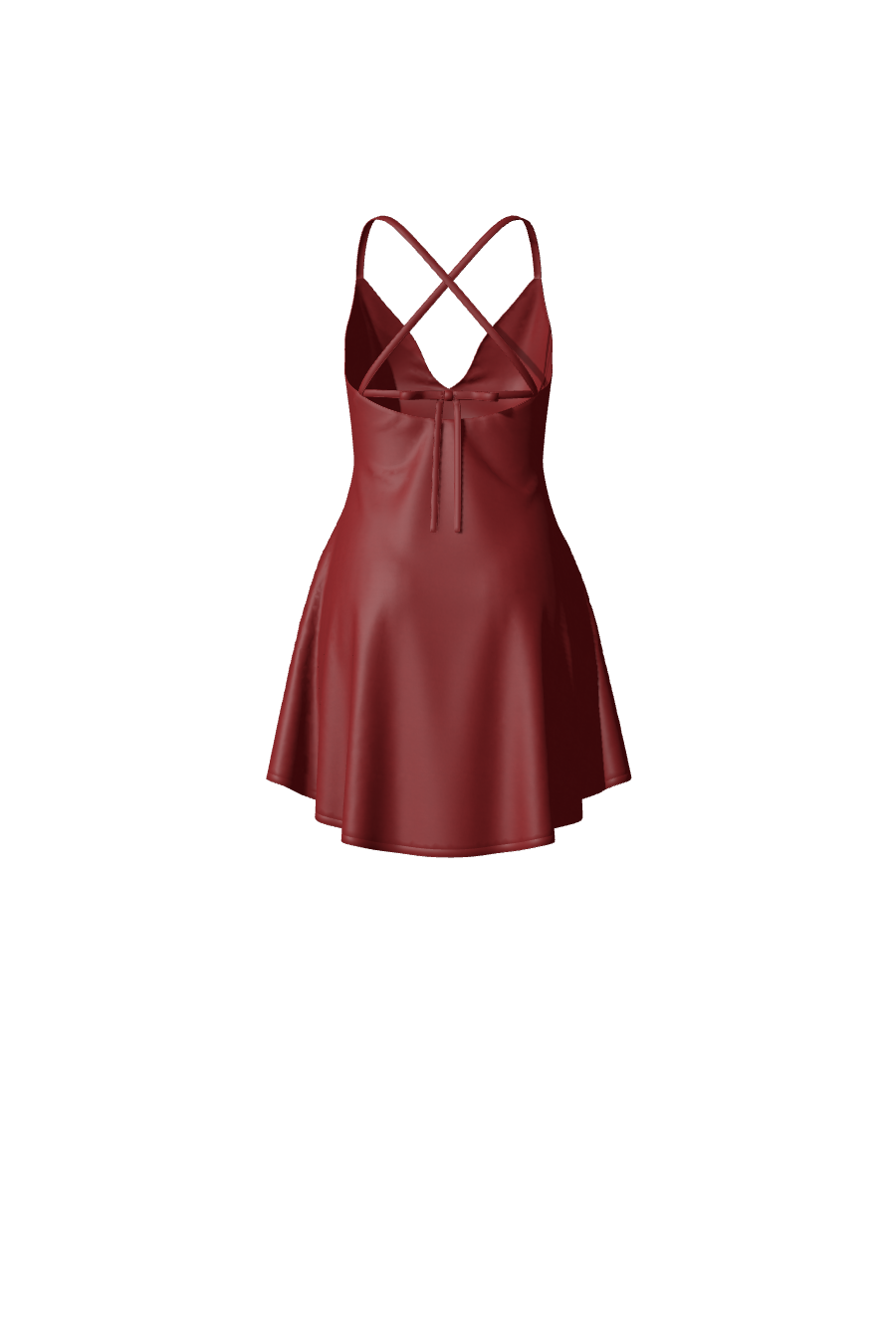 Robe courte en satin rouge fluide avec bretelles fines de la collection de robes sur-mesure Tina